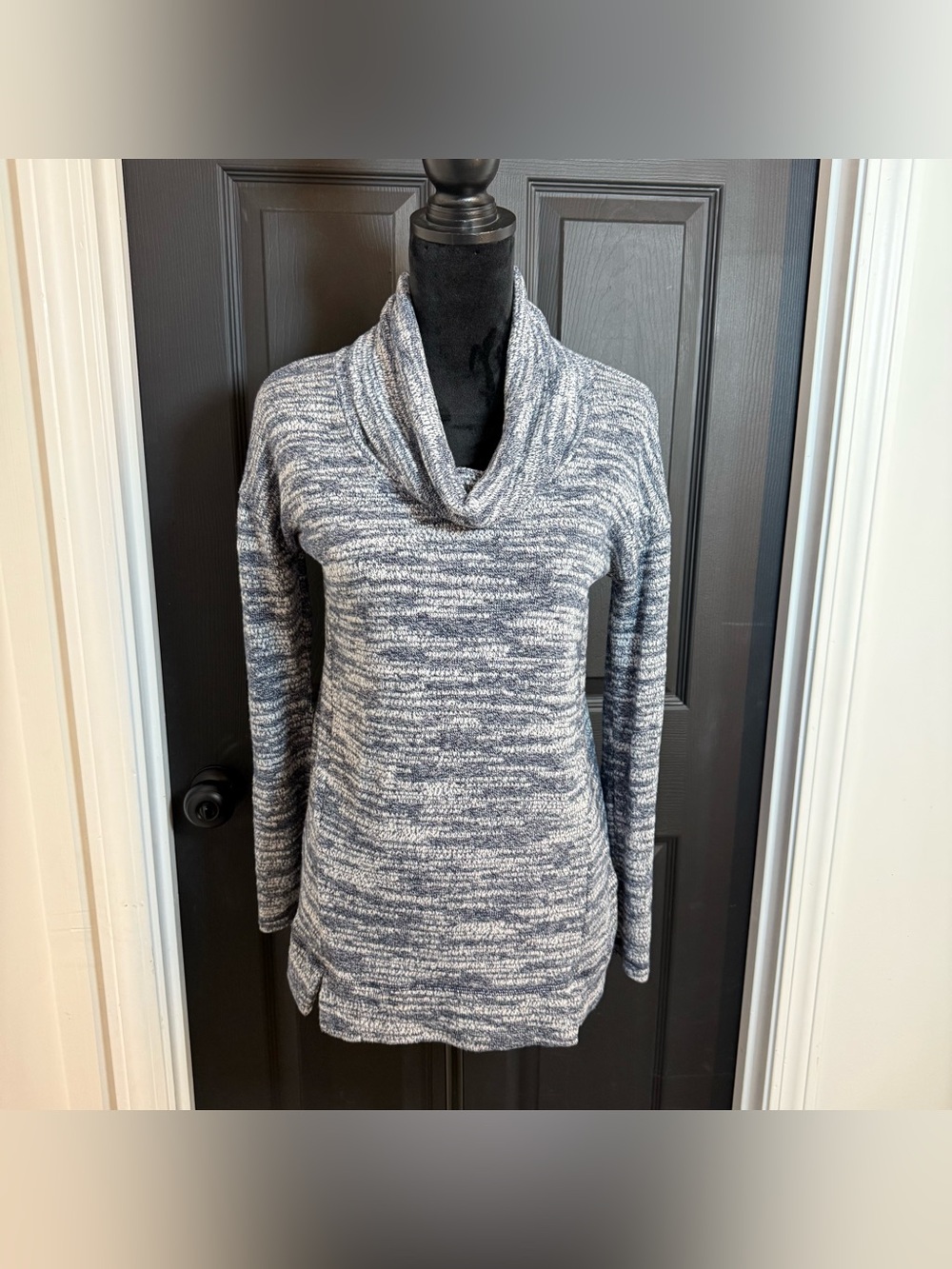aerie Gray Marled Cowlneck Pullover Sweater